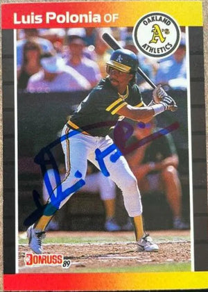 Luis Polonia Signed 1989 Donruss Baseball Card - Oakland A's