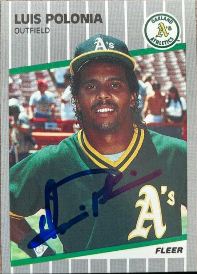 Luis Polonia Signed 1989 Fleer Baseball Card - Oakland A's - PastPros