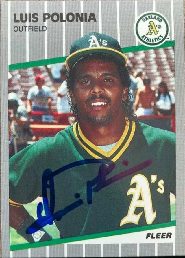 Luis Polonia Signed 1989 Fleer Baseball Card - Oakland A's