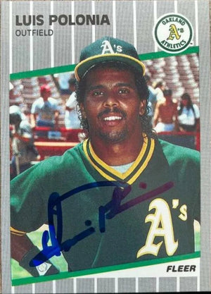 Luis Polonia Signed 1989 Fleer Baseball Card - Oakland A's