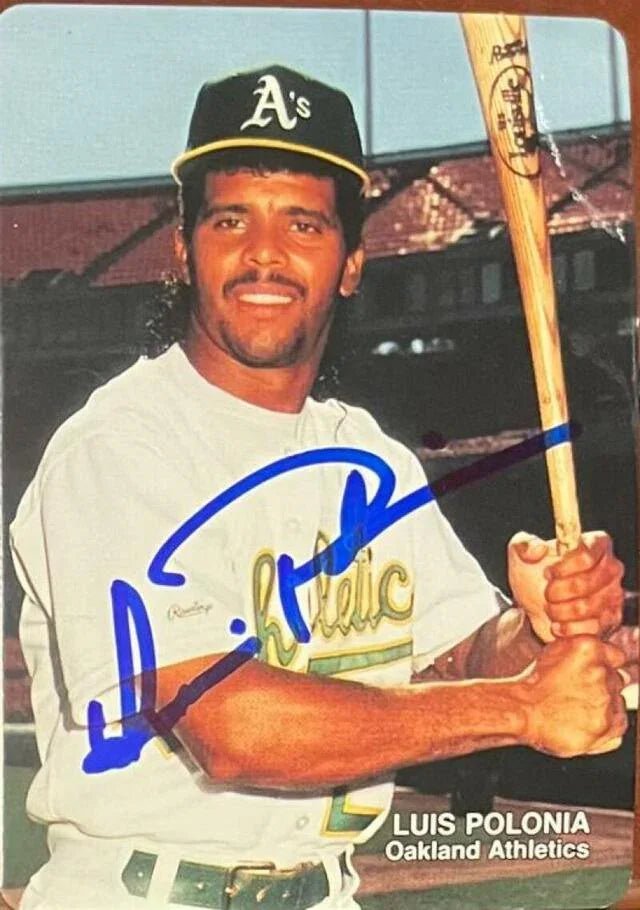 Luis Polonia Signed 1989 Mother's Cookies Baseball Card - Oakland A's