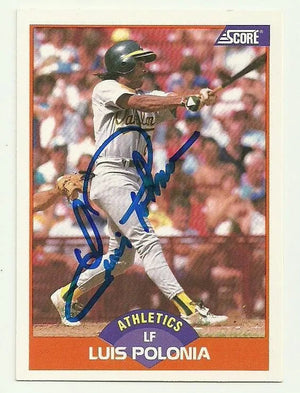 Luis Polonia Signed 1989 Score Baseball Card - Oakland A's