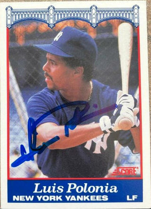 Luis Polonia Signed 1989 Score Yankees Baseball Card - New York Yankees - PastPros