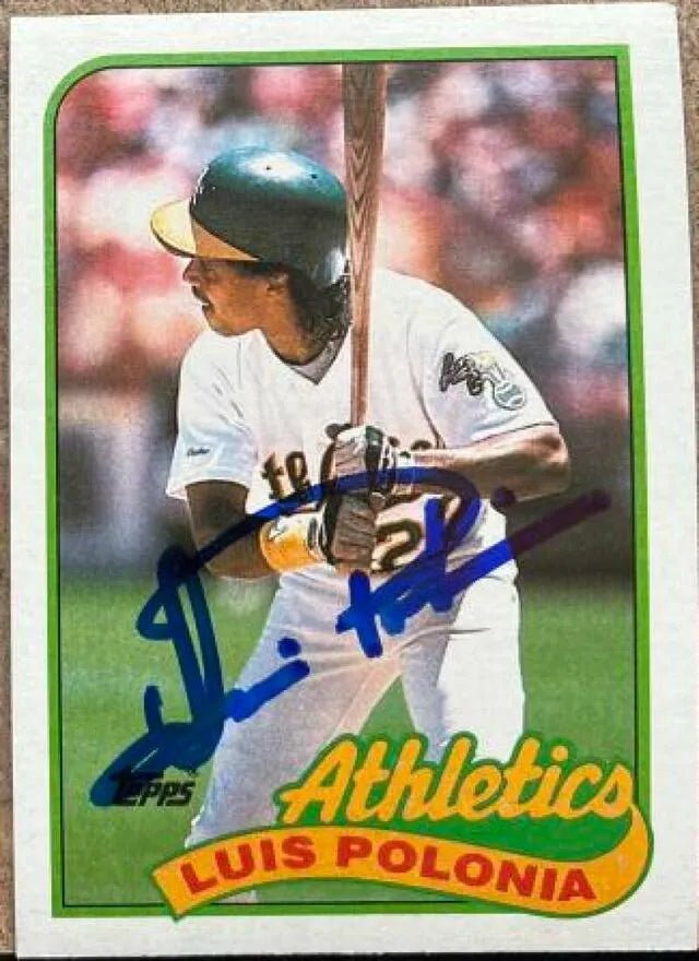 Luis Polonia Signed 1989 Topps Baseball Card - Oakland A's