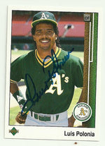 Luis Polonia Signed 1989 Upper Deck Baseball Card - Oakland A's - PastPros