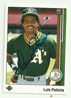Luis Polonia Signed 1989 Upper Deck Baseball Card - Oakland A's - PastPros
