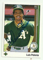 Luis Polonia Signed 1989 Upper Deck Baseball Card - Oakland A's