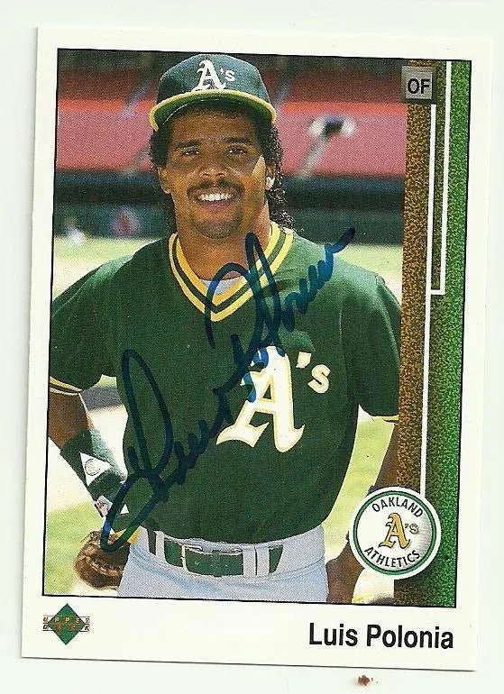 Luis Polonia Signed 1989 Upper Deck Baseball Card - Oakland A's
