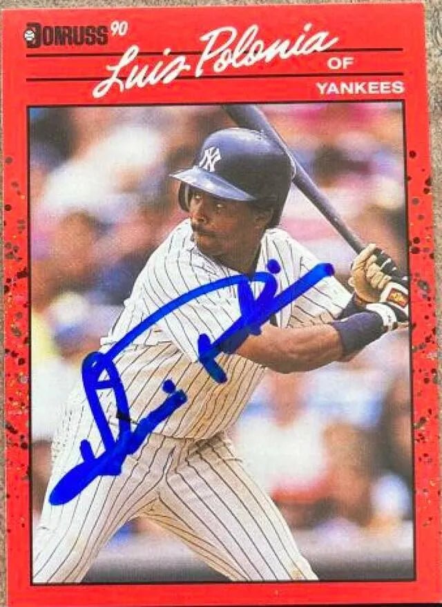Luis Polonia Signed 1990 Donruss Baseball Card - New York Yankees