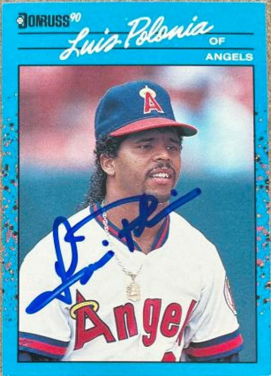 Luis Polonia Signed 1990 Donruss Baseball's Best Baseball Card - California Angels