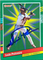 Luis Polonia Signed 1990 Donruss Grand Slammers Baseball Card - California Angels