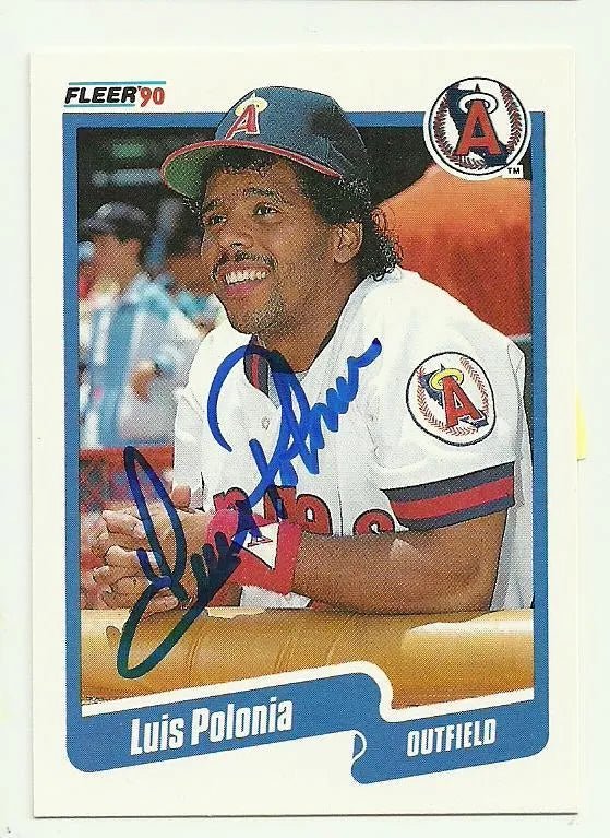 Luis Polonia Signed 1990 Fleer Baseball Card - Anaheim Angels