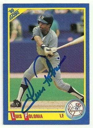 Luis Polonia Signed 1990 Score Baseball Card - New York Yankees