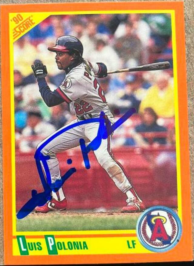 Luis Polonia Signed 1990 Score Rookies & Traded Baseball Card - California Angels - PastPros