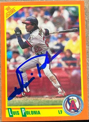 Luis Polonia Signed 1990 Score Rookies & Traded Baseball Card - California Angels