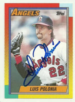 Luis Polonia Signed 1990 Topps Baseball Card - Anaheim Angels