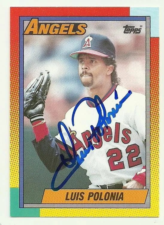 Luis Polonia Signed 1990 Topps Baseball Card - Anaheim Angels
