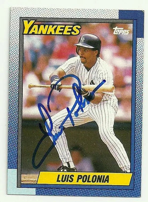 Luis Polonia Signed 1990 Topps Baseball Card - New York Yankees