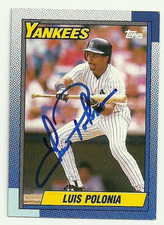 Luis Polonia Signed 1990 Topps Baseball Card - New York Yankees - PastPros