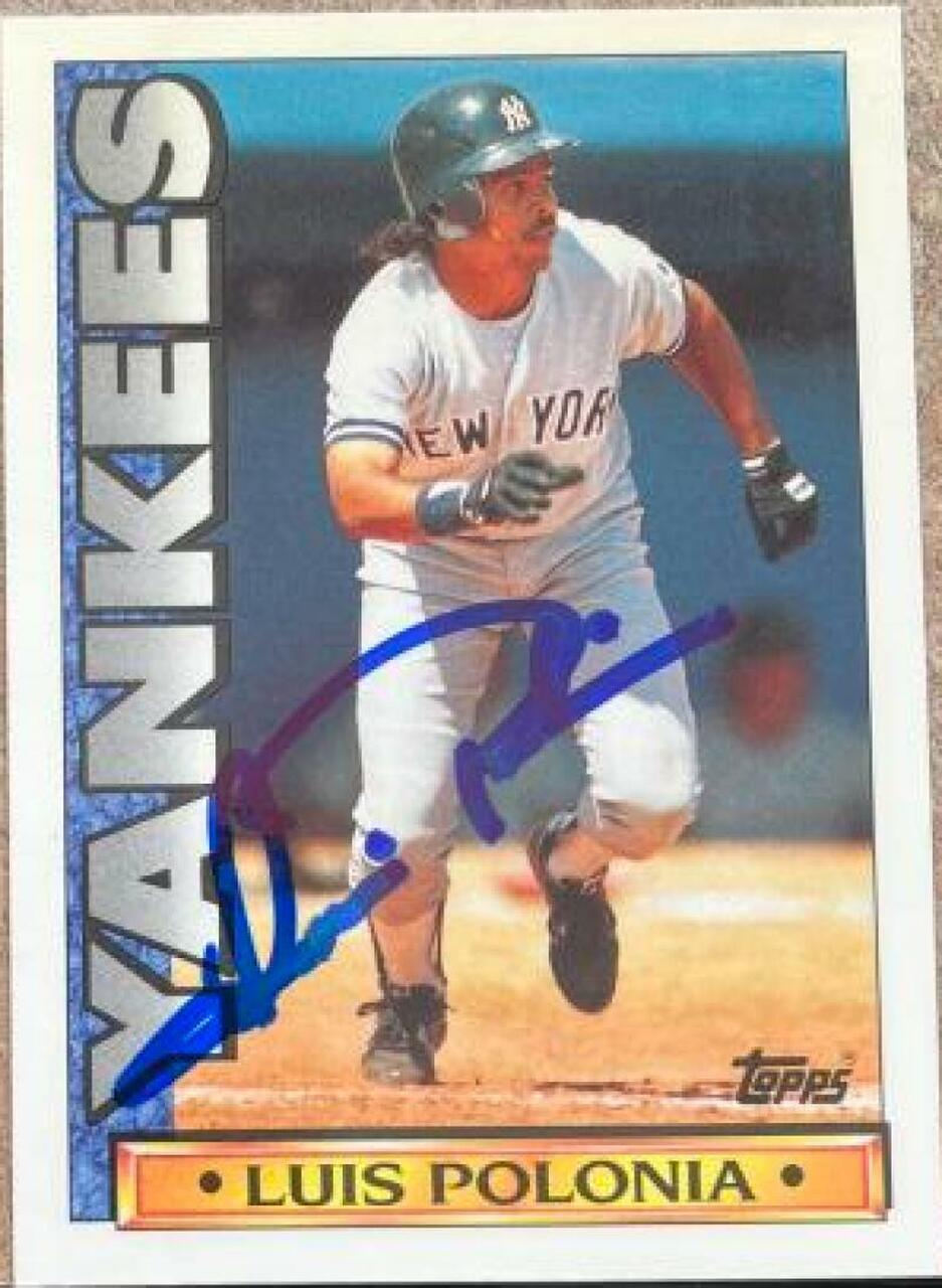 Luis Polonia Signed 1990 Topps TV Baseball Card - New York Yankees - PastPros