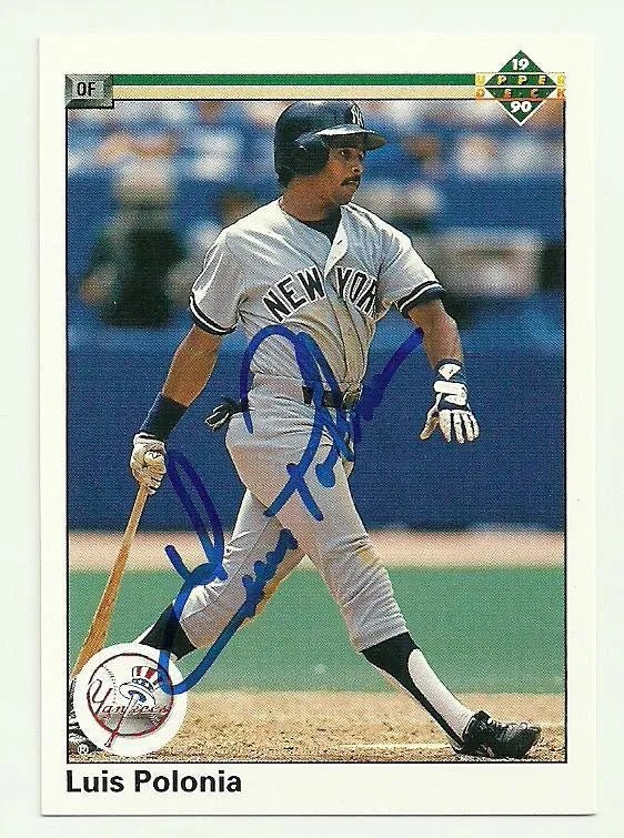 Luis Polonia Signed 1990 Upper Deck Baseball Card - New York Yankees