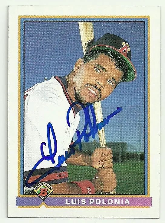 Luis Polonia Signed 1991 Bowman Baseball Card - Anaheim Angels