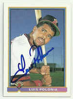 Luis Polonia Signed 1991 Bowman Baseball Card - Anaheim Angels