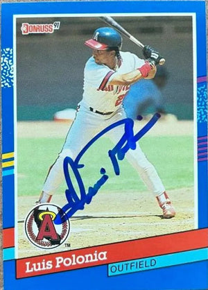 Luis Polonia Signed 1991 Donruss Baseball Card - Anaheim Angels