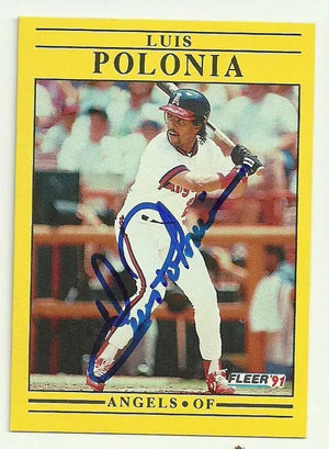 Luis Polonia Signed 1991 Fleer Baseball Card - Anaheim Angels