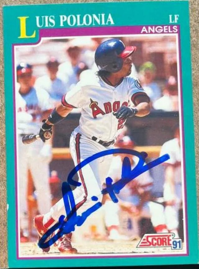 Luis Polonia Signed 1991 Score Baseball Card - California Angels