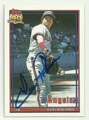 Luis Polonia Signed 1991 Topps Baseball Card - Anaheim Angels