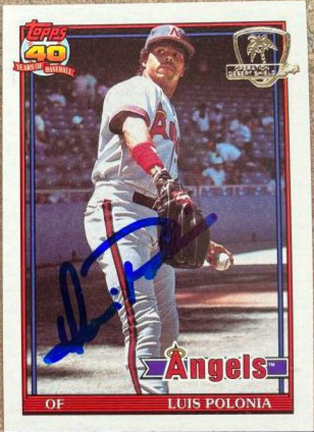 Luis Polonia Signed 1991 Topps Desert Shield Baseball Card - California Angels - PastPros