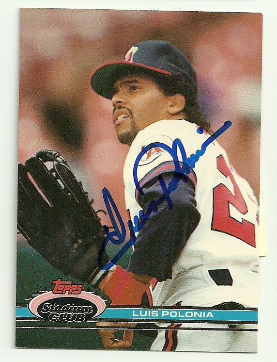 Luis Polonia Signed 1991 Topps Stadium Baseball Card - Anaheim Angels - PastPros