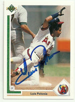 Luis Polonia Signed 1991 Upper Deck Baseball Card - Anaheim Angels - PastPros