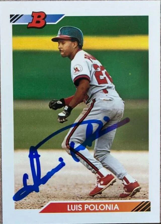 Luis Polonia Signed 1992 Bowman Baseball Card - Anaheim Angels