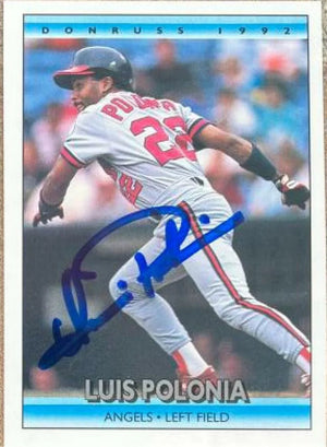 Luis Polonia Signed 1992 Donruss Baseball Card - Anaheim Angels