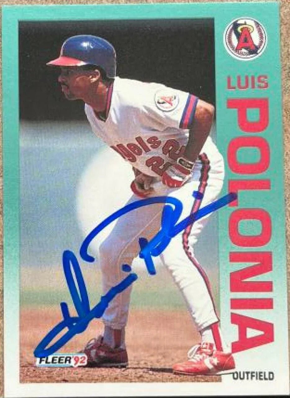 Luis Polonia Signed 1992 Fleer Baseball Card - Anaheim Angels