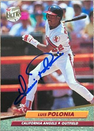 Luis Polonia Signed 1992 Fleer Ultra Baseball Card - California Angels - PastPros