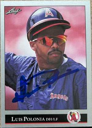 Luis Polonia Signed 1992 Leaf Baseball Card - Anaheim Angels - PastPros