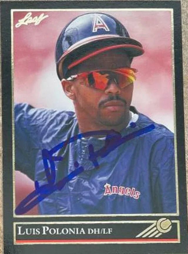 Luis Polonia Signed 1992 Leaf Black Gold Baseball Card - Anaheim Angels
