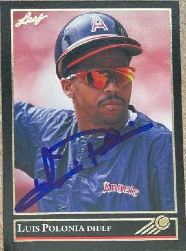 Luis Polonia Signed 1992 Leaf Black Gold Baseball Card - Anaheim Angels - PastPros