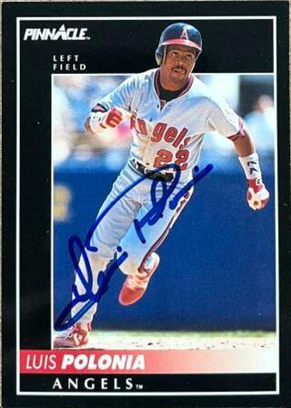Luis Polonia Signed 1992 Pinnacle Baseball Card - California Angels - PastPros