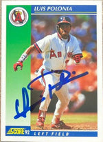 Luis Polonia Signed 1992 Score Baseball Card - Anaheim Angels