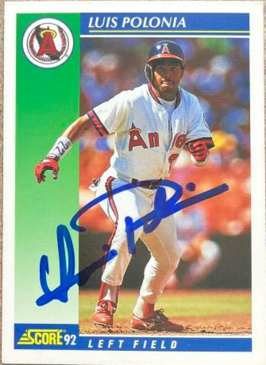 Luis Polonia Signed 1992 Score Baseball Card - Anaheim Angels
