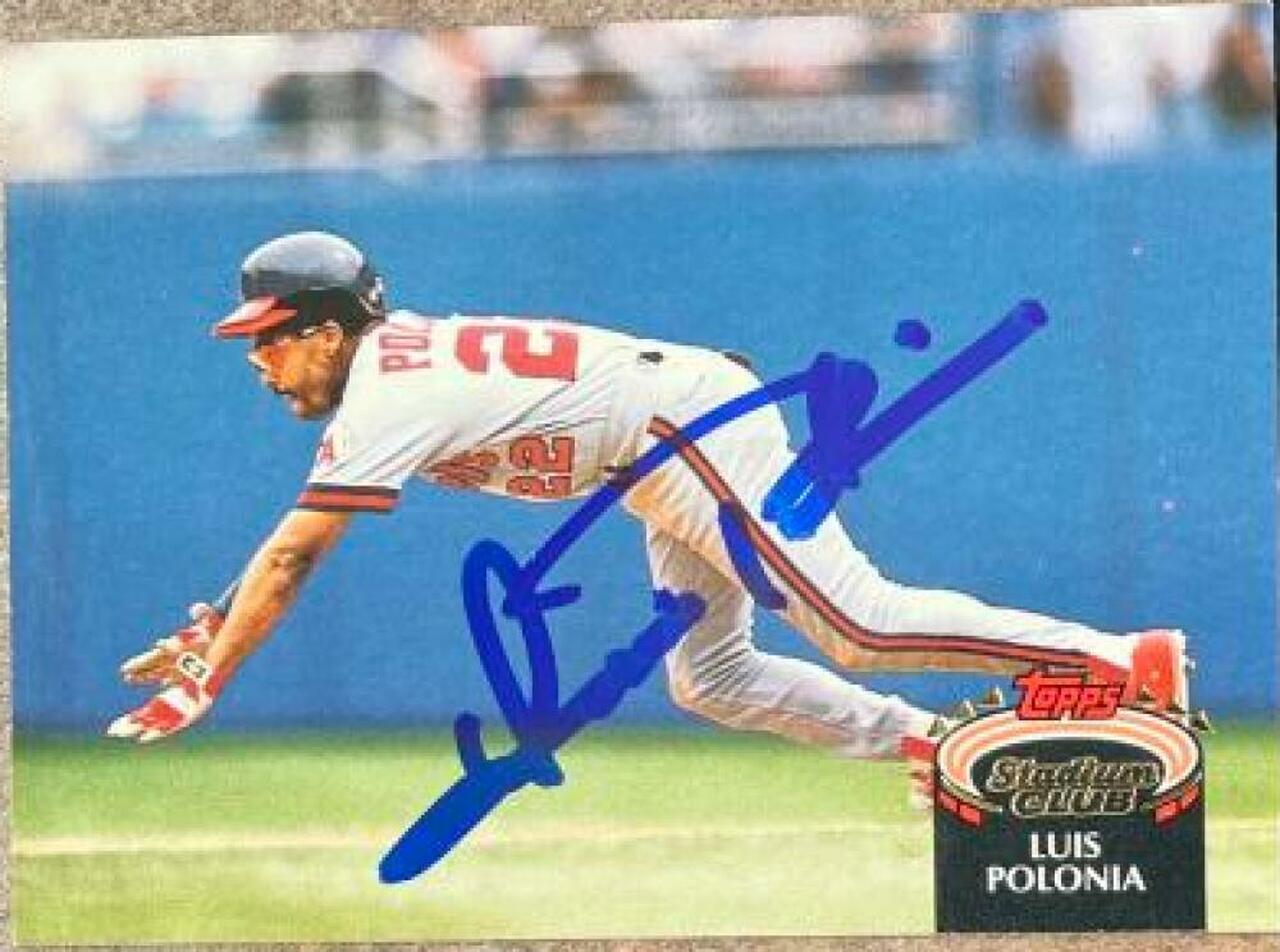 Luis Polonia Signed 1992 Stadium Club Baseball Card - Anaheim Angels - PastPros