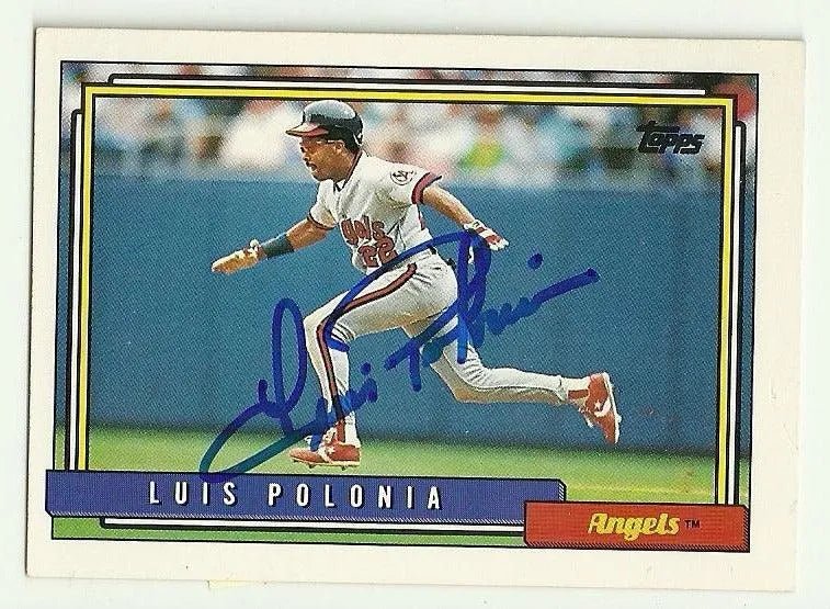 Luis Polonia Signed 1992 Topps Baseball Card - Anaheim Angels
