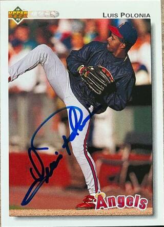 Luis Polonia Signed 1992 Upper Deck Baseball Card - California Angels - PastPros