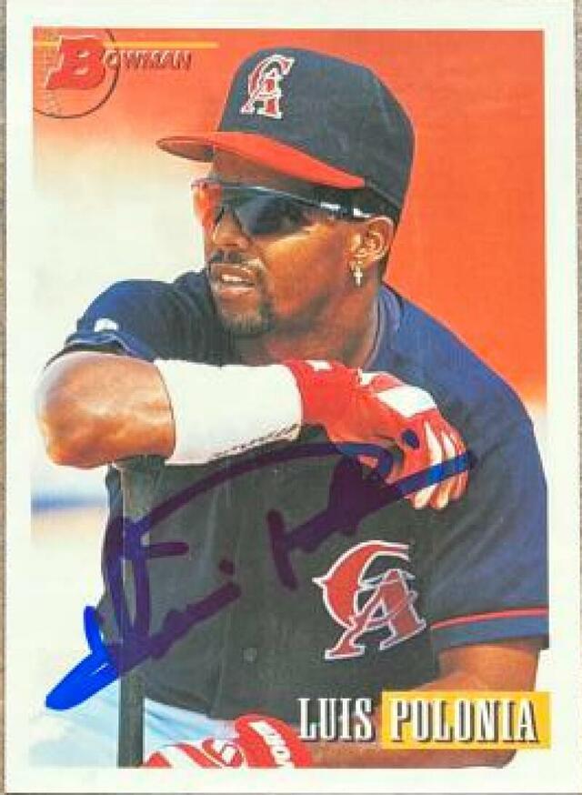 Luis Polonia Signed 1993 Bowman Baseball Card - California Angels - PastPros