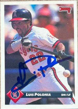 Luis Polonia Signed 1993 Donruss Baseball Card - California Angels