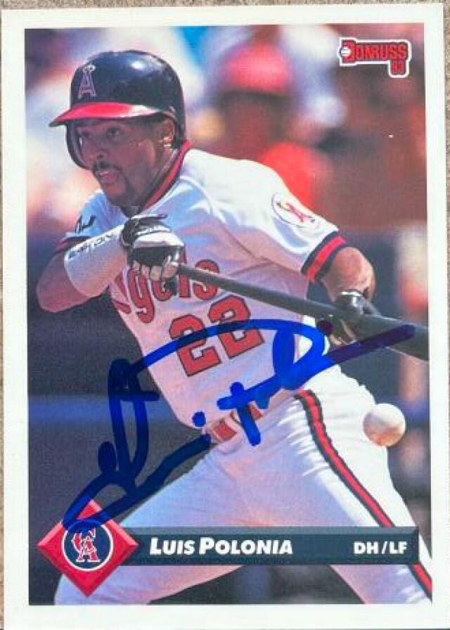 Luis Polonia Signed 1993 Donruss Baseball Card - California Angels - PastPros
